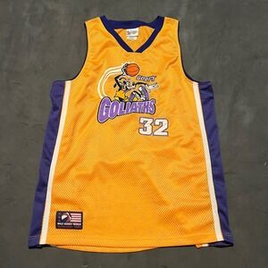 Vintage Disney Goofy Goliaths Basketball Jersey Mens Large Orange Purple #32